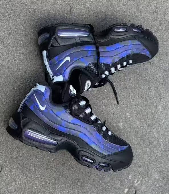 Nike Air Max 95 Men's Sneakers - Black & Iridescent Blue Camo